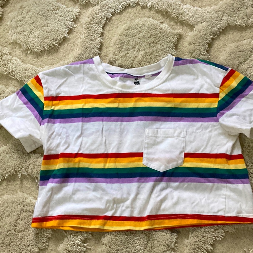Me To We rainbow cropped tee